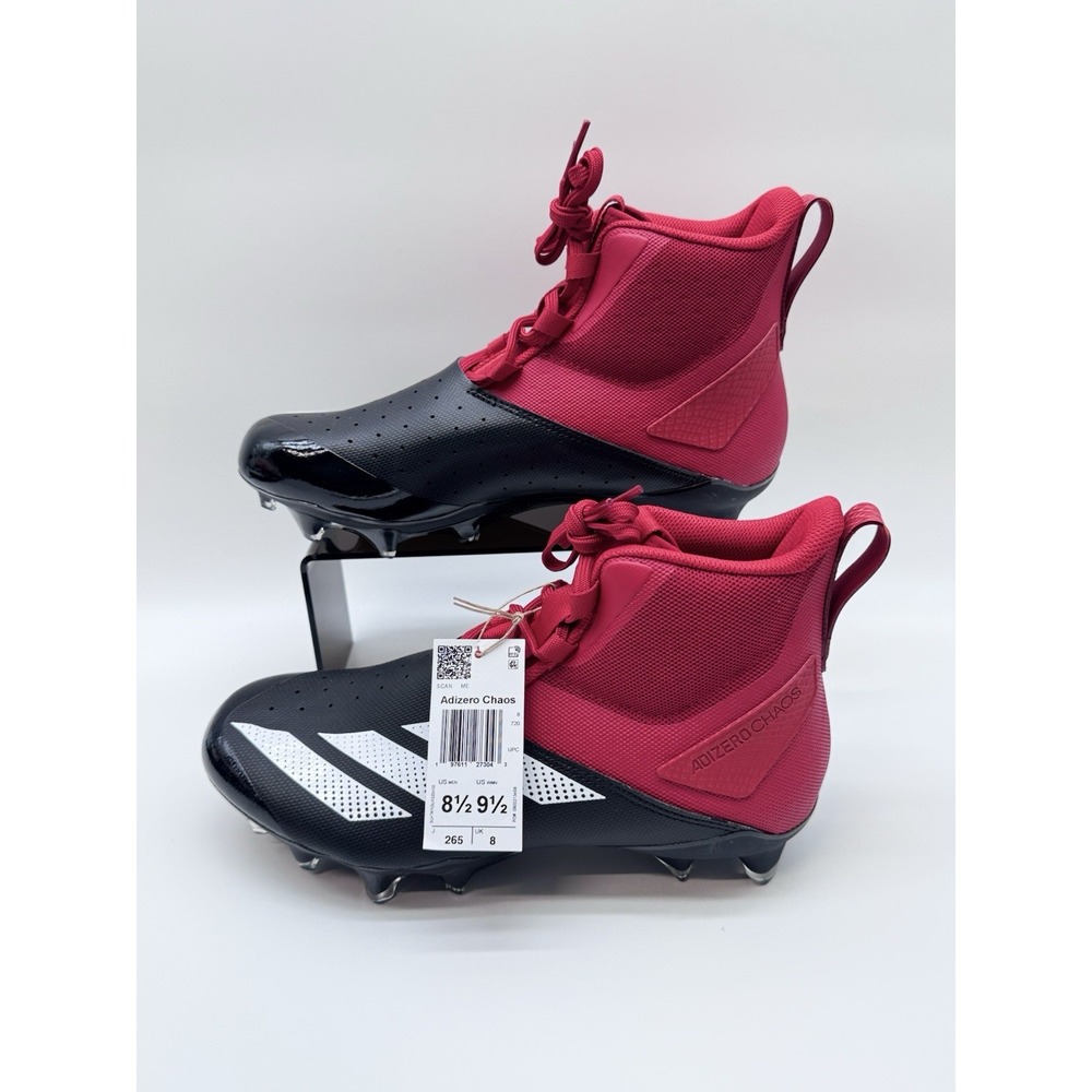 Size 8.5M, 9.5W- New Adidas Adizero Chaos Football Cleats,‎ Power Red/Black